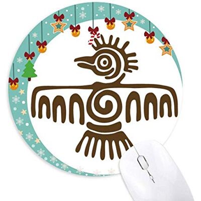 Mexiko Totems Bald Eagle Antike Zivilisation Maus Pad Jingling Bell Round Rubber Mat Mexiko Totems Bald Eagle Antike Zivilisation Maus Pad Jingling Bell Round Rubber Mat