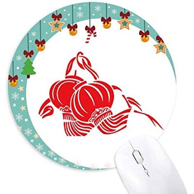 Chinesische Laterne Lotus Red Pattern Mouse Pad Jingling Bell Round Rubber Mat Chinesische Laterne Lotus Red Pattern Mouse Pad Jingling Bell Round Rubber Mat