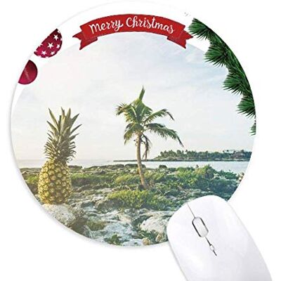 Ocean Sand Beach Ananas Tree Sea Round Rubber Maus Pad Weihnachtsbaum Mat Ocean Sand Beach Ananas Tree Sea Round Rubber Maus Pad Weihnachtsbaum Mat