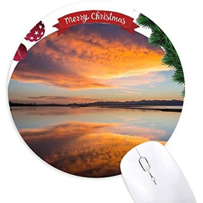 Sunrise Ocean Sky Cloud Reflection Round Rubber Mouse Pad Christmas Tree Mat Sunrise Ocean Sky Cloud Reflection Round Rubber Mouse Pad Christmas Tree Mat