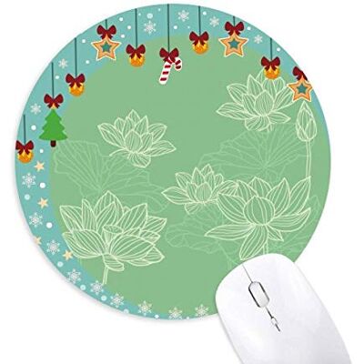 Lotus Flower Line Flower Plant Mouse Pad Jingling Bell Round Rubber Mat Lotus Flower Line Flower Plant Mouse Pad Jingling Bell Round Rubber Mat