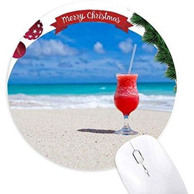 Ocean Sand Beach Watermelon Juice Picture Round Rubber Mouse Pad Christmas Tree Mat Ocean Sand Beach Watermelon Juice Picture Round Rubber Mouse Pad Christmas Tree Mat
