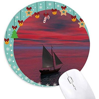 Ocean Red Sky Boat People Picture Mouse Pad Jingling Bell Round Rubber Mat Ocean Red Sky Boat People Picture Mouse Pad Jingling Bell Round Rubber Mat