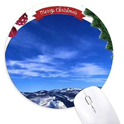 Mountain White Clouds Blue Sky Round Rubber Maus Pad Weihnachtsbaum Mat Mountain White Clouds Blue Sky Round Rubber Maus Pad Weihnachtsbaum Mat
