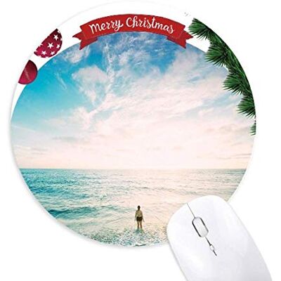 Ocean Sand Beach Sea Picture Round Rubber Maus Pad Weihnachtsbaum Mat Ocean Sand Beach Sea Picture Round Rubber Maus Pad Weihnachtsbaum Mat
