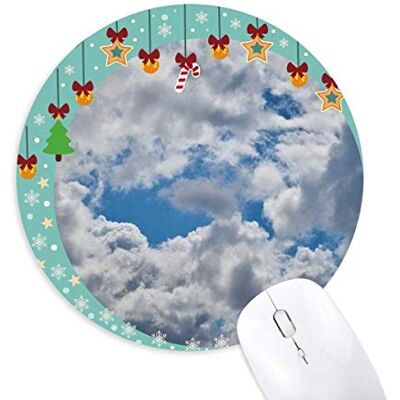 Blue Sky White Clouds Mouse Pad Jingling Bell Round Rubber Mat Blue Sky White Clouds Mouse Pad Jingling Bell Round Rubber Mat