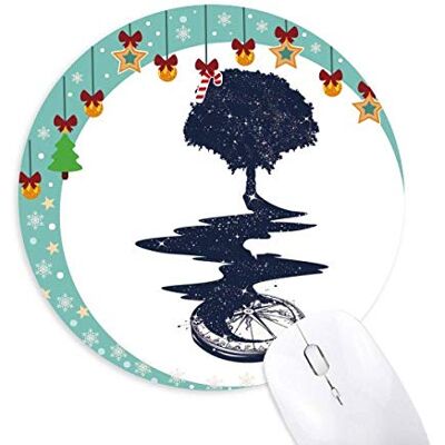 Compass Stream Tree Art Pattern Mouse Pad Jingling Bell Round Rubber Mat Compass Stream Tree Art Pattern Mouse Pad Jingling Bell Round Rubber Mat