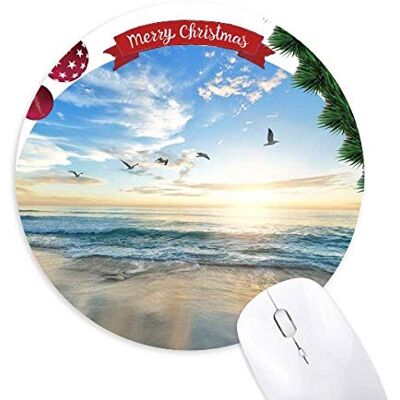 Ocean Sand Beach Bird Sea Picture Round Rubber Maus Pad Weihnachtsbaum Mat Ocean Sand Beach Bird Sea Picture Round Rubber Maus Pad Weihnachtsbaum Mat