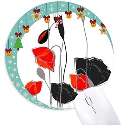 Red Flowers Abstract Art Line Painting Corn Poppy Mouse Pad Jingling Bell Round Rubber Mat Red Flowers Abstract Art Line Painting Corn Poppy Mouse Pad Jingling Bell Round Rubber Mat
