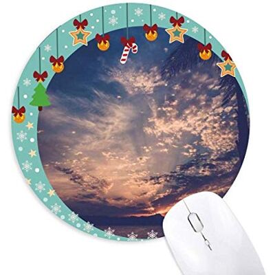 Orange Dark Blue Sky Clouds Mouse Pad Jingling Bell Round Rubber Mat Orange Dark Blue Sky Clouds Mouse Pad Jingling Bell Round Rubber Mat