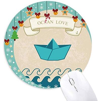 Paper Folding Boat Ocean Love Sea Sailing Mouse Pad Jingling Bell Round Rubber Mat Paper Folding Boat Ocean Love Sea Sailing Mouse Pad Jingling Bell Round Rubber Mat