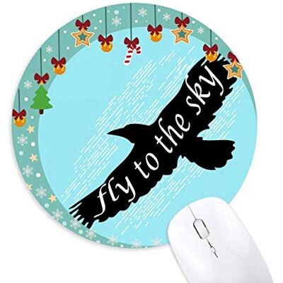 Black Animal Eagle Silhouette Natural Mouse Pad Jingling Bell Round Rubber Mat Black Animal Eagle Silhouette Natural Mouse Pad Jingling Bell Round Rubber Mat