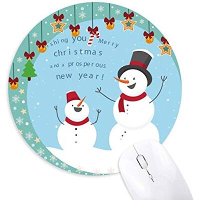 Frohe Weihnachten Snowman Blue Sky Mouse Pad Jingling Bell Round Rubber Mat Frohe Weihnachten Snowman Blue Sky Mouse Pad Jingling Bell Round Rubber Mat