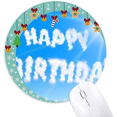 Happy Birthday Blue Sky Clouds Mouse Pad Jingling Bell Round Rubber Mat Happy Birthday Blue Sky Clouds Mouse Pad Jingling Bell Round Rubber Mat