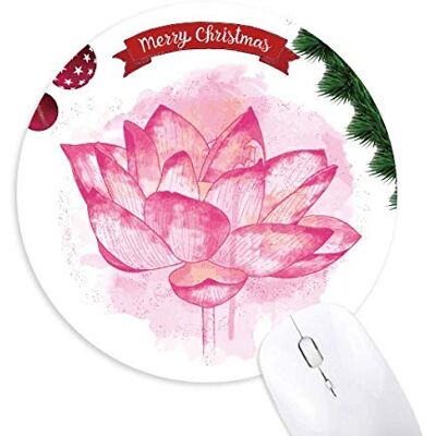 Pink Wasserfarbe Lotus Flower Plant Round Rubber Maus Pad Weihnachtsbaum Mat Pink Wasserfarbe Lotus Flower Plant Round Rubber Maus Pad Weihnachtsbaum Mat
