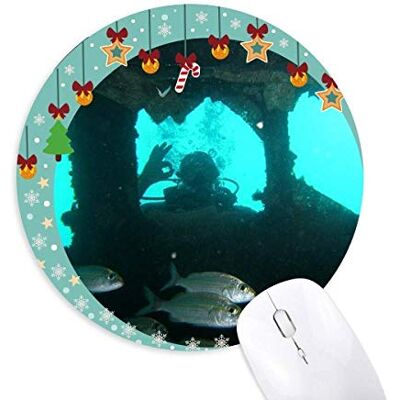 Ocean Fish Diving People Nature Picture Mouse Pad Jingling Bell Round Rubber Mat Ocean Fish Diving People Nature Picture Mouse Pad Jingling Bell Round Rubber Mat