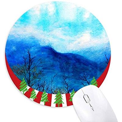 Blue Mountain Painting Art Round Rubber Mouse Pad Weihnachtsdekoration Blue Mountain Painting Art Round Rubber Mouse Pad Weihnachtsdekoration