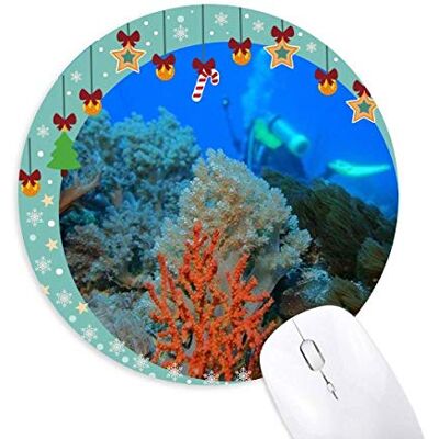 Ocean Fish Diving People Coral Science Nature Mouse Pad Jingling Bell Round Rubber Mat Ocean Fish Diving People Coral Science Nature Mouse Pad Jingling Bell Round Rubber Mat