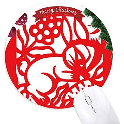 Papierschneiden Kaninchen TierChina Zodiac Rund Gummi Maus Pad Weihnachtsbaum Mat Papierschneiden Kaninchen TierChina Zodiac Rund Gummi Maus Pad Weihnachtsbaum Mat