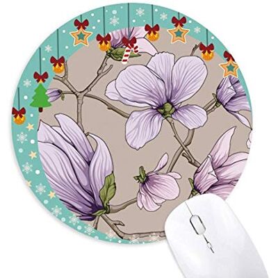 Purple Drawing Art Plant Flower Mouse Pad Jingling Bell Round Rubber Mat Purple Drawing Art Plant Flower Mouse Pad Jingling Bell Round Rubber Mat