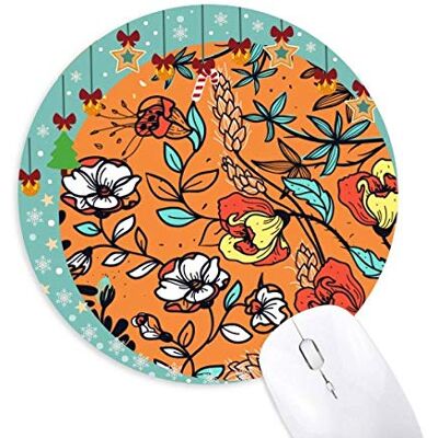 Orange Modern Art Lily Camellia Mouse Pad Jingling Bell Round Rubber Mat Orange Modern Art Lily Camellia Mouse Pad Jingling Bell Round Rubber Mat