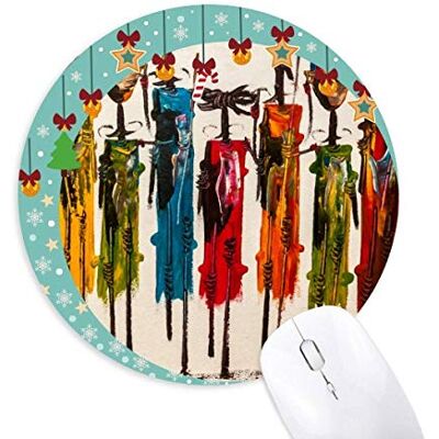 Abstract Art African Black Warrior Mouse Pad Jingling Bell Round Rubber Mat Abstract Art African Black Warrior Mouse Pad Jingling Bell Round Rubber Mat