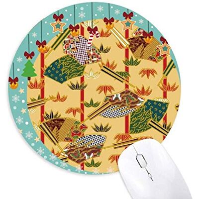 ART Fan Leaves Ukiyo-e Japan Mouse Pad Jingling Bell Round Rubber Mat ART Fan Leaves Ukiyo-e Japan Mouse Pad Jingling Bell Round Rubber Mat