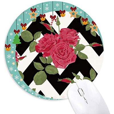 Red Rose Drawing Art Plant Mouse Pad Jingling Bell Round Rubber Mat Red Rose Drawing Art Plant Mouse Pad Jingling Bell Round Rubber Mat