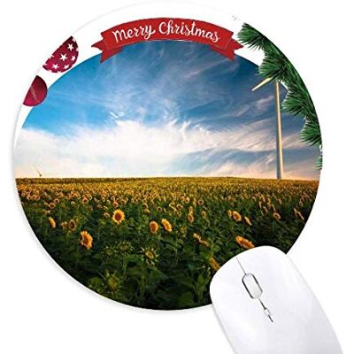 Sonnenblumen Wolken Blue Sky Round Rubber Maus Pad Weihnachtsbaum Mat Sonnenblumen Wolken Blue Sky Round Rubber Maus Pad Weihnachtsbaum Mat