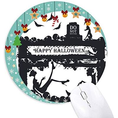 Halloween Crow Human Ghost Mouse Pad Jingling Bell Round Rubber Mat Halloween Crow Human Ghost Mouse Pad Jingling Bell Round Rubber Mat