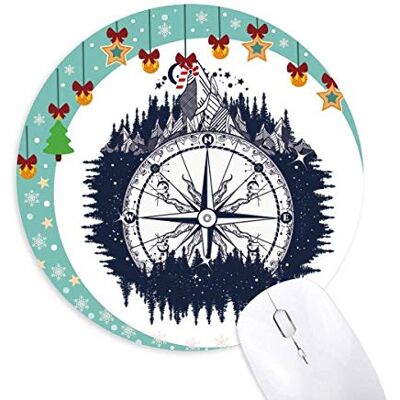Forest Compass Iceberg Art Pattern Maus Pad Jingling Bell Round Rubber Mat Forest Compass Iceberg Art Pattern Maus Pad Jingling Bell Round Rubber Mat