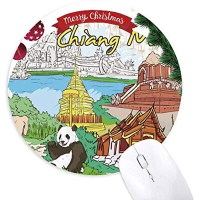 Thailand Chiang Mai Panda Tempel Rund Gummi Maus Pad Weihnachtsbaum Mat Thailand Chiang Mai Panda Tempel Rund Gummi Maus Pad Weihnachtsbaum Mat