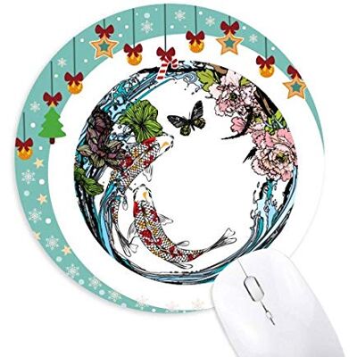 Carp Peony Lotus Muster Geometrie Maus Pad Jingling Bell Round Rubber Mat Carp Peony Lotus Muster Geometrie Maus Pad Jingling Bell Round Rubber Mat