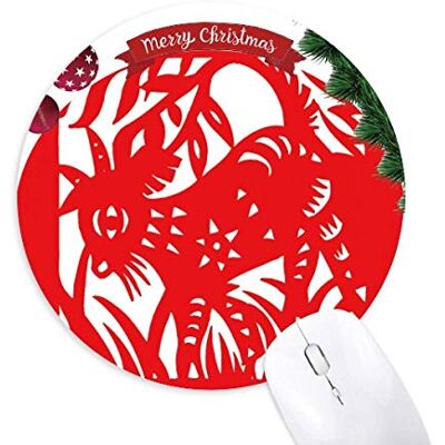 Papiergeschnitten Schafe China Zodiac Rund Gummi Maus Pad Weihnachtsbaum Mat Papiergeschnitten Schafe China Zodiac Rund Gummi Maus Pad Weihnachtsbaum Mat