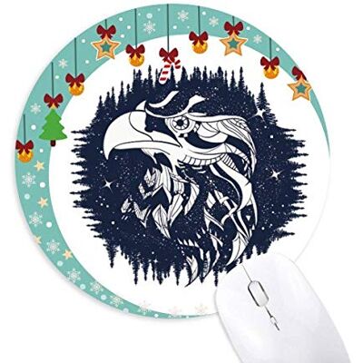 Eagle Forest Stars Art Pattern Mouse Pad Jingling Bell Round Rubber Mat Eagle Forest Stars Art Pattern Mouse Pad Jingling Bell Round Rubber Mat