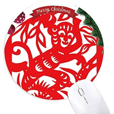 Papiergeschnitten Affe Animal China Zodiac Round Rubber Maus Pad Weihnachtsbaum Mat Papiergeschnitten Affe Animal China Zodiac Round Rubber Maus Pad Weihnachtsbaum Mat