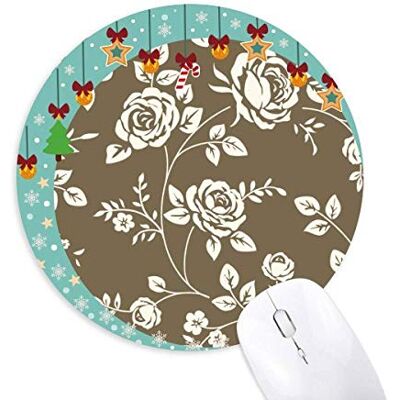 Rose Drawing Art Plant Flower Mouse Pad Jingling Bell Round Rubber Mat Rose Drawing Art Plant Flower Mouse Pad Jingling Bell Round Rubber Mat