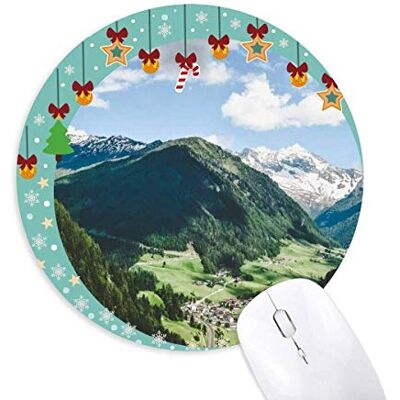 Mountain City Wolken Blue Sky Mouse Pad Jingling Bell Round Rubber Mat Mountain City Wolken Blue Sky Mouse Pad Jingling Bell Round Rubber Mat