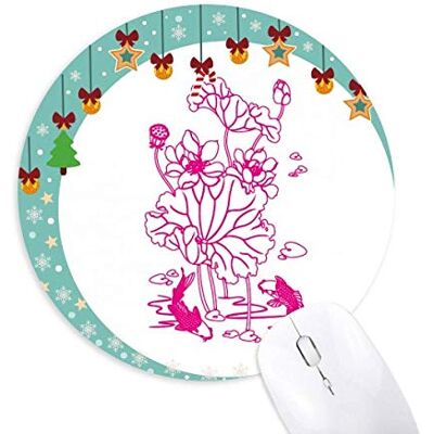 Leaf Lotus Flower Lotus Root Fish Water Mouse Pad Jingling Bell Round Rubber Mat Leaf Lotus Flower Lotus Root Fish Water Mouse Pad Jingling Bell Round Rubber Mat