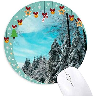 Pine Clouds Blue Sky Mouse Pad Jingling Bell Round Rubber Mat Pine Clouds Blue Sky Mouse Pad Jingling Bell Round Rubber Mat