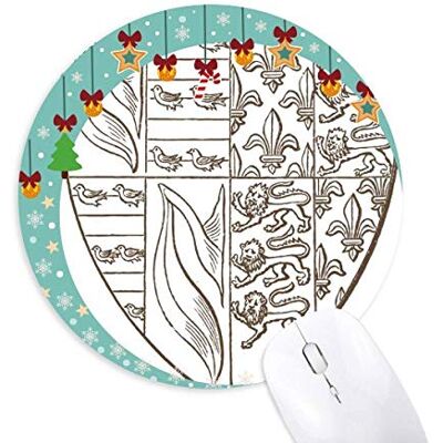Black White Art Shield Lion Illustrationsmuster Maus Pad Jingling Bell Round Rubber Mat Black White Art Shield Lion Illustrationsmuster Maus Pad Jingling Bell Round Rubber Mat