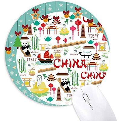 China Bamboo Lantern Panda Maus Pad Jingling Bell Round Rubber Mat China Bamboo Lantern Panda Maus Pad Jingling Bell Round Rubber Mat