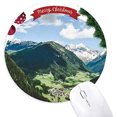 Mountain City Wolken Blue Sky Round Rubber Maus Pad Weihnachtsbaum Mat Mountain City Wolken Blue Sky Round Rubber Maus Pad Weihnachtsbaum Mat