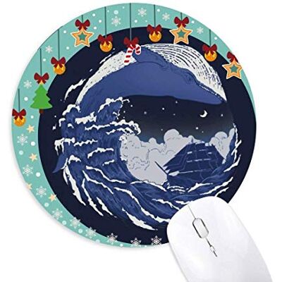 Blue Ocean Waves Night Dark Mouse Pad Jingling Bell Round Rubber Mat Blue Ocean Waves Night Dark Mouse Pad Jingling Bell Round Rubber Mat