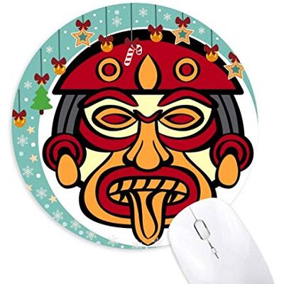 Indian Abstract Art Drawing Totem Pole Face Mouse Pad Jingling Bell Round Rubber Mat Indian Abstract Art Drawing Totem Pole Face Mouse Pad Jingling Bell Round Rubber Mat