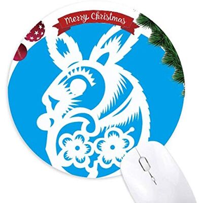 Jahr der Kaninchen TierChina Zodiac Round Rubber Maus Pad Weihnachtsbaum Mat Jahr der Kaninchen TierChina Zodiac Round Rubber Maus Pad Weihnachtsbaum Mat