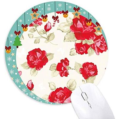 Rose Red Drawing Art Plant Mouse Pad Jingling Bell Round Rubber Mat Rose Red Drawing Art Plant Mouse Pad Jingling Bell Round Rubber Mat