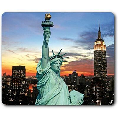 1art1 New York Freiheitsstatue Und Skyline Bei Sonnenuntergang Mauspad 23x19 cm 1art1 New York Freiheitsstatue Und Skyline Bei Sonnenuntergang Mauspad 23x19 cm