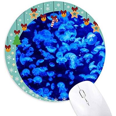 Blue Science Nature Qualle Ocean Picture Mouse Pad Jingling Bell Round Rubber Mat Blue Science Nature Qualle Ocean Picture Mouse Pad Jingling Bell Round Rubber Mat