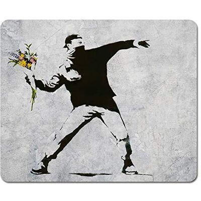 1art1 Banksy Der Blumenwerfer, Graffiti Streetart Mauspad 23x19 cm 1art1 Banksy Der Blumenwerfer, Graffiti Streetart Mauspad 23x19 cm
